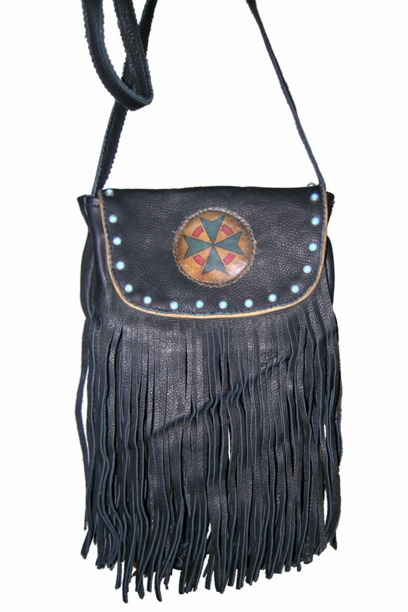 (image for) Stone Southwestern Medium Size Leather Cross Body Shoulder Bag